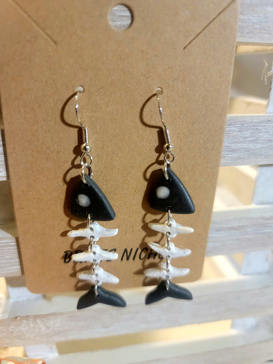 Fish Skeletons Dangle Earrings