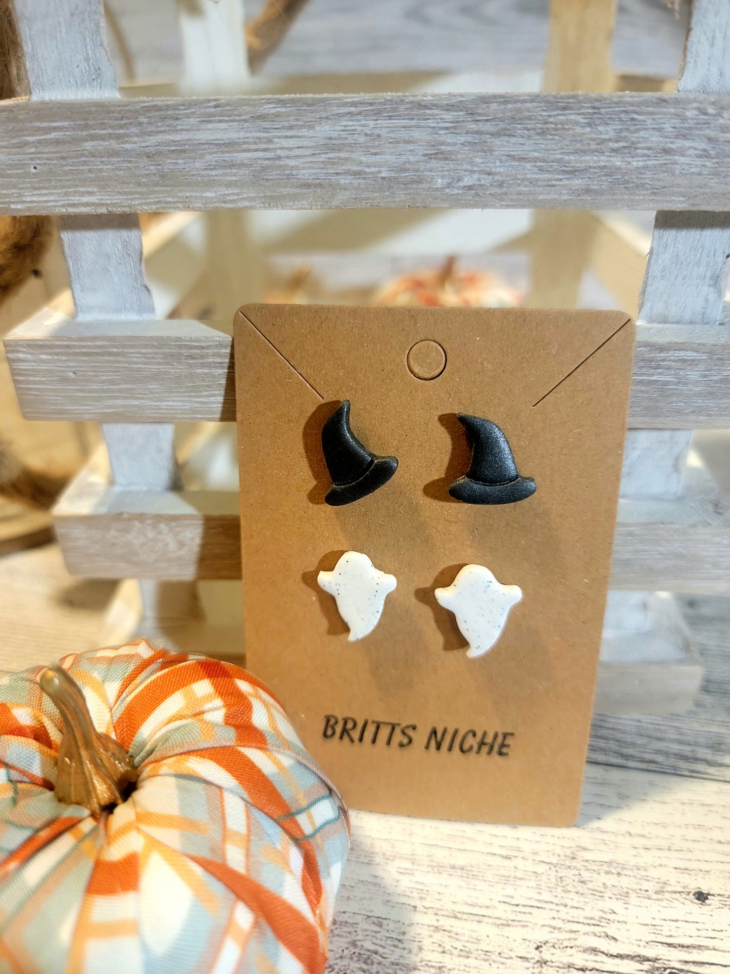 Ghost & Witches Hat Stud Earring Set