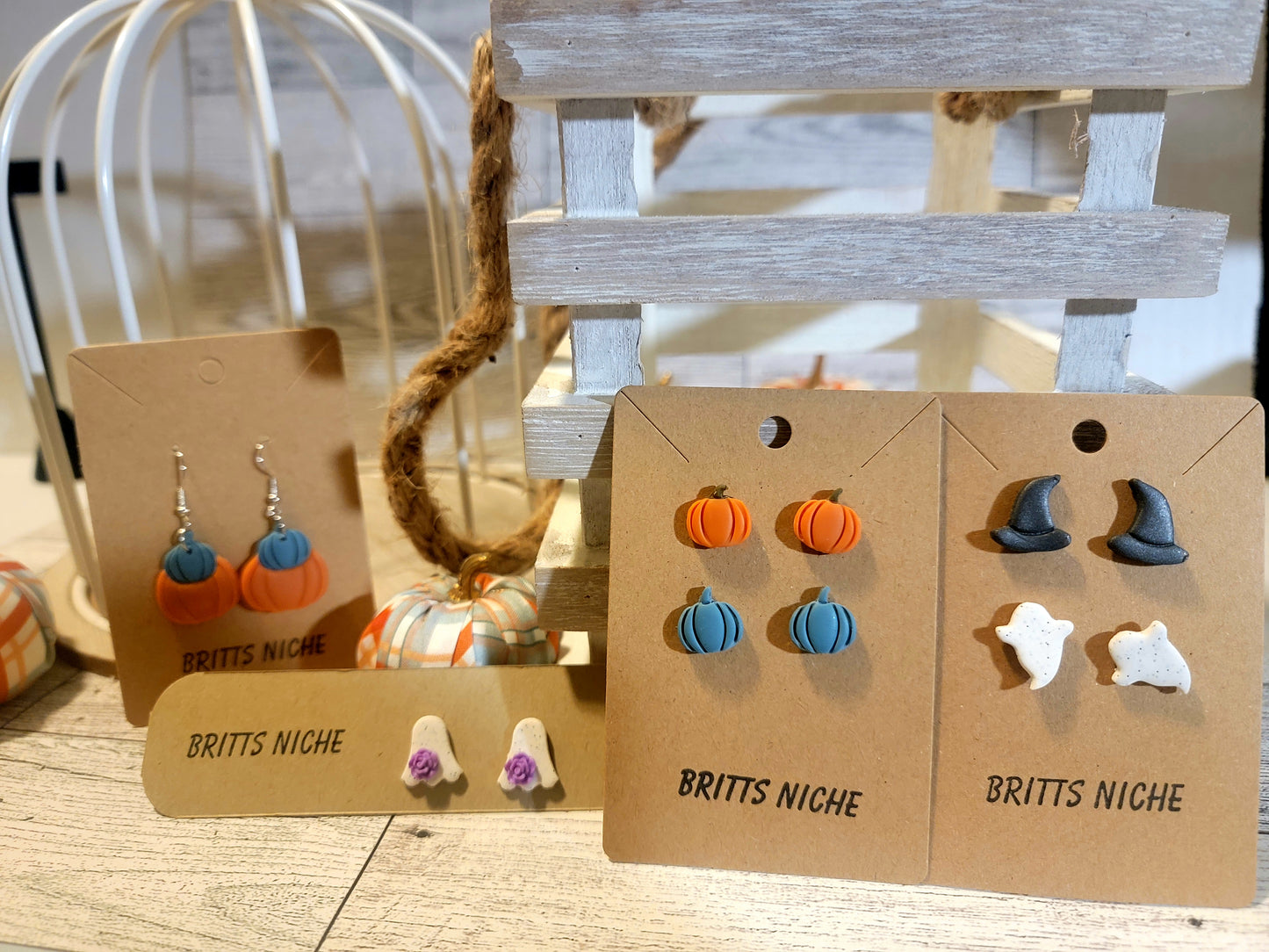 Pumpkin Stud Earrings Set