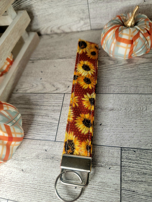 Autumn Sunflower Keychain Wristlet