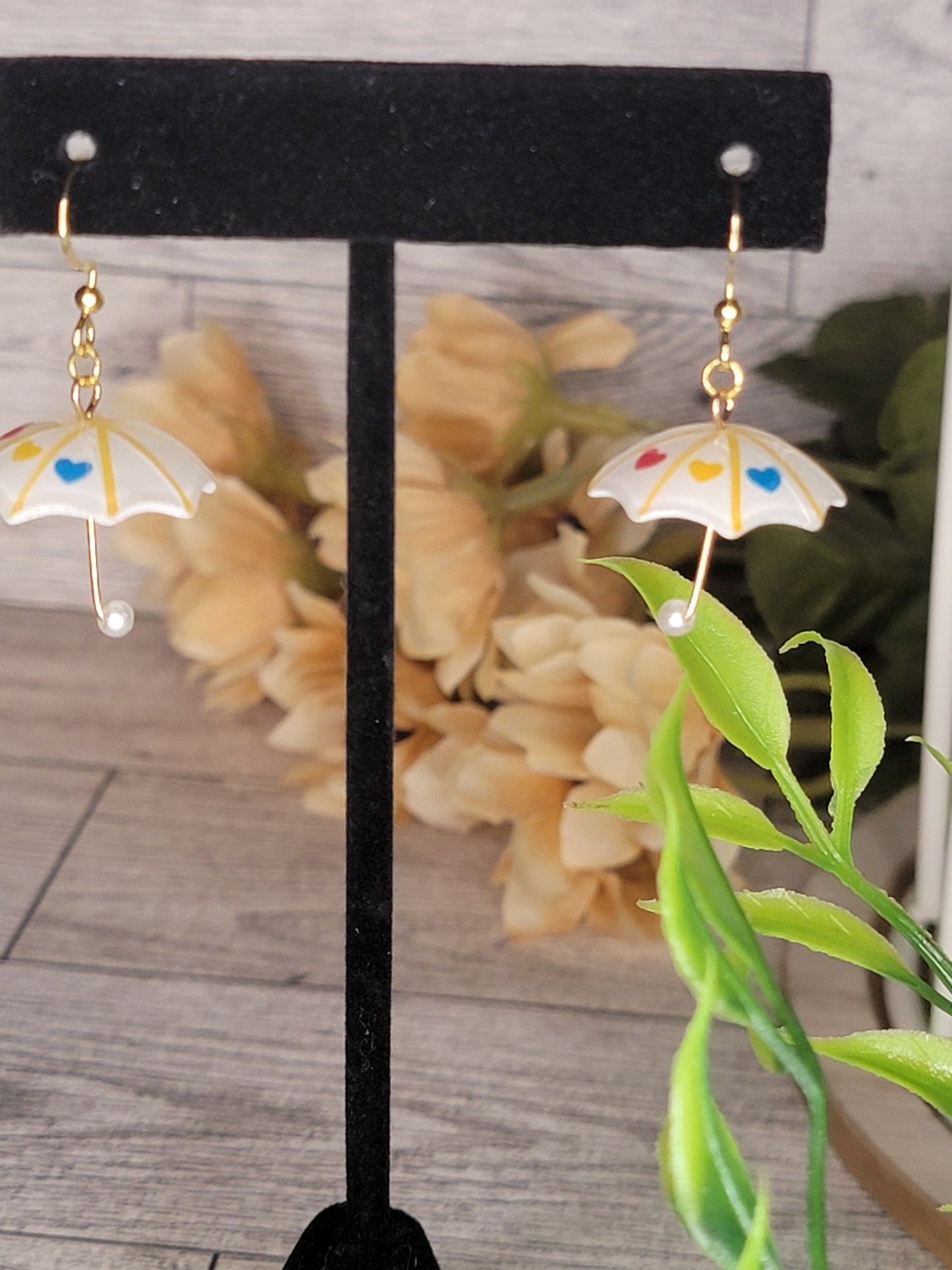 Heart Umbrella Dangle Earrings