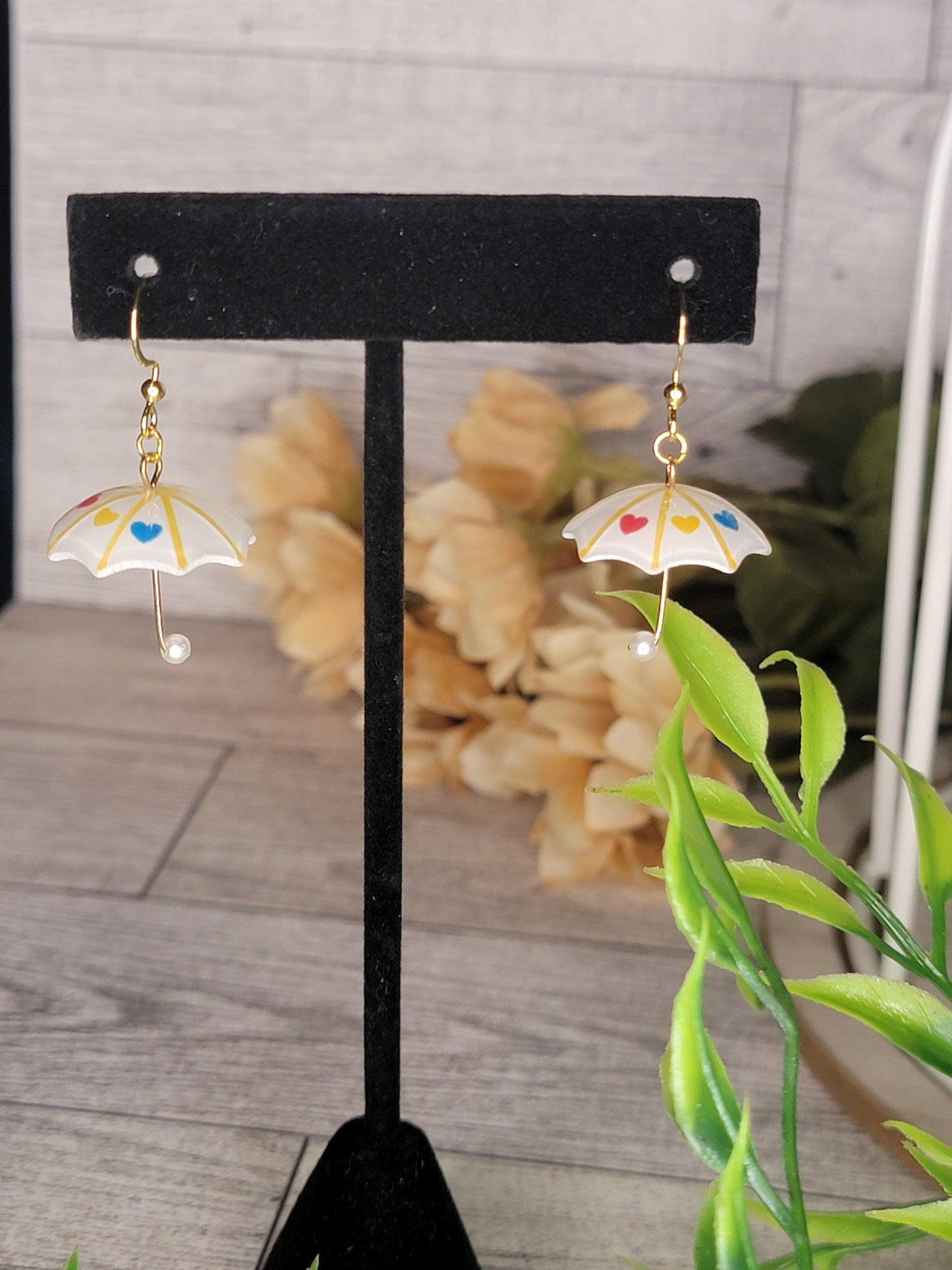 Heart Umbrella Dangle Earrings