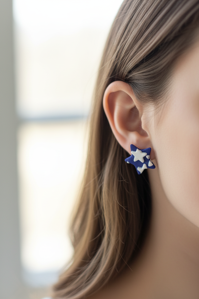Blue Star Stud Earrings