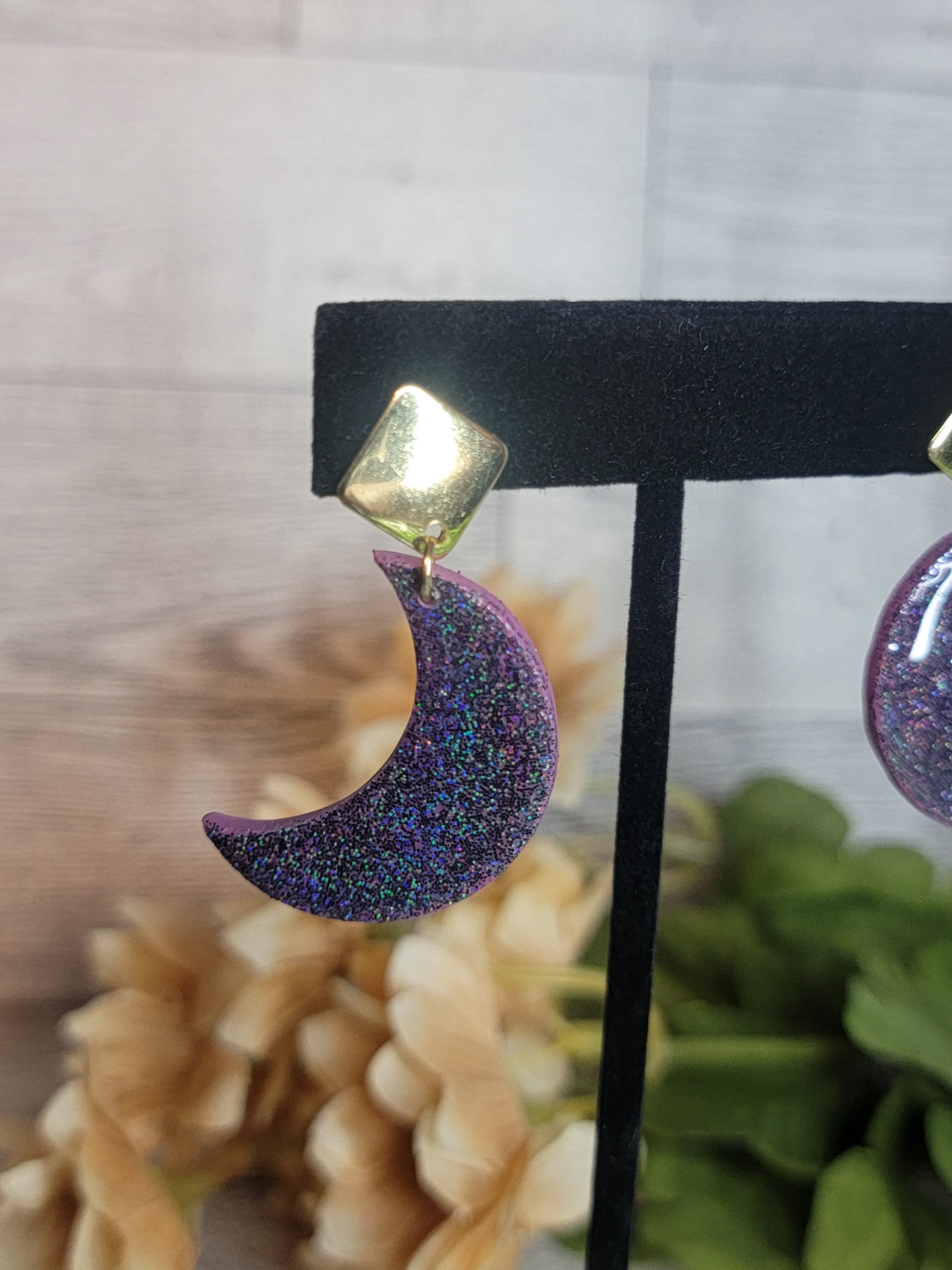 Purple Moon Dangle Earrings