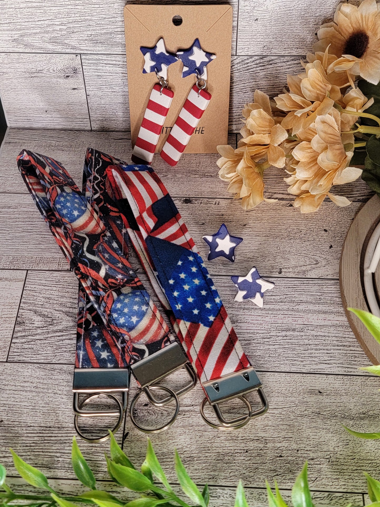 Patriotic Keychain Wristlet