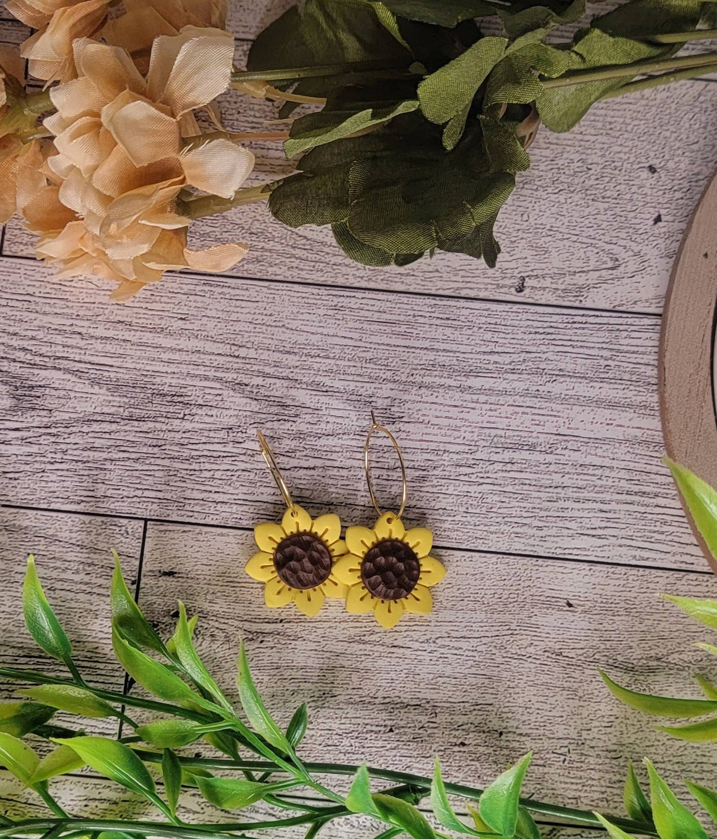 Sunflower Hoop Earrings