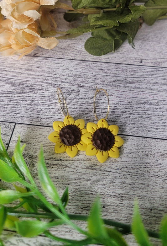 Sunflower Hoop Earrings