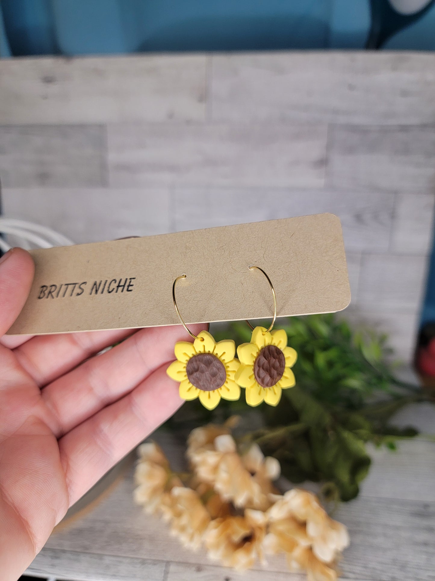 Sunflower Hoop Earrings